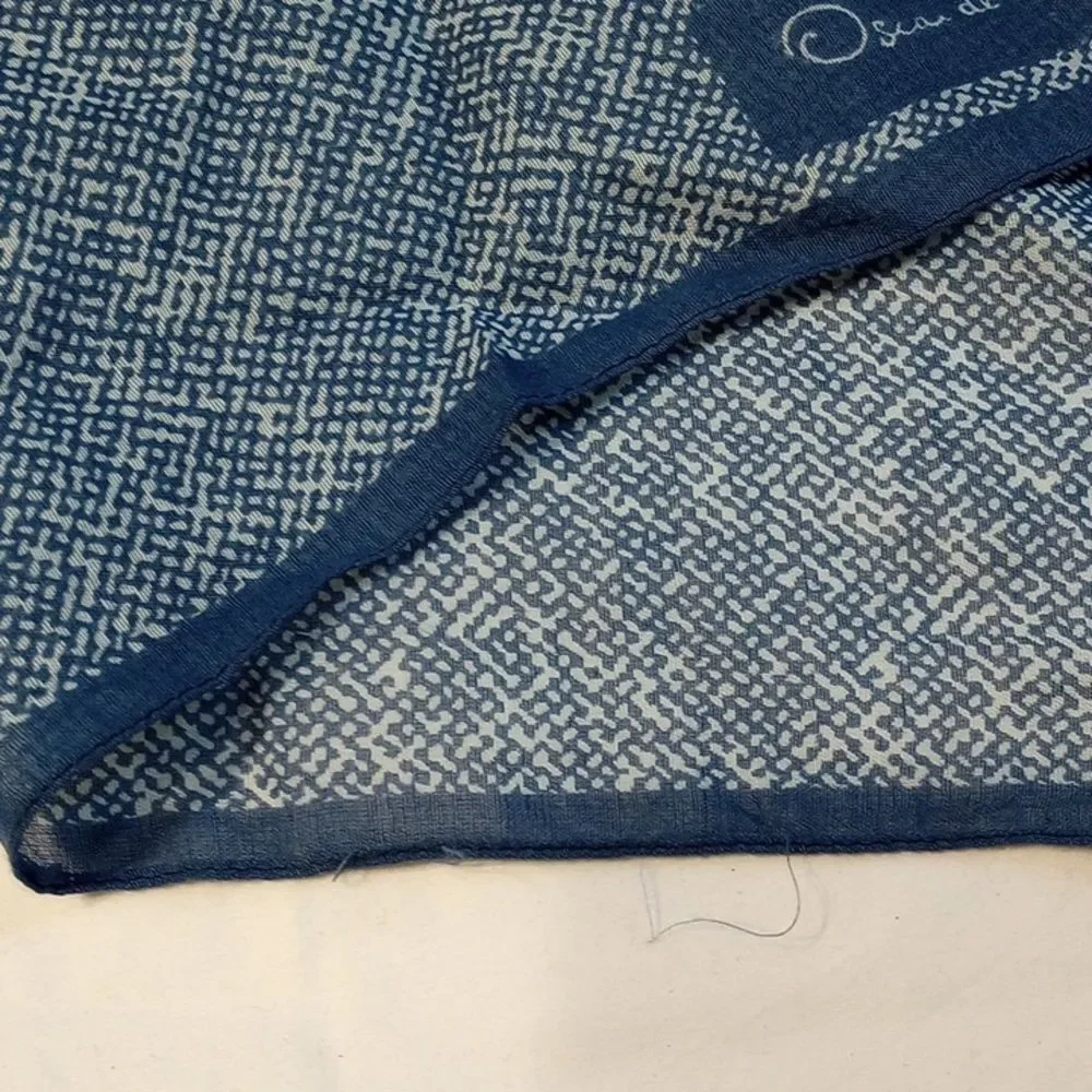 Vintage Blue Oscar de la Renta Square Scarf